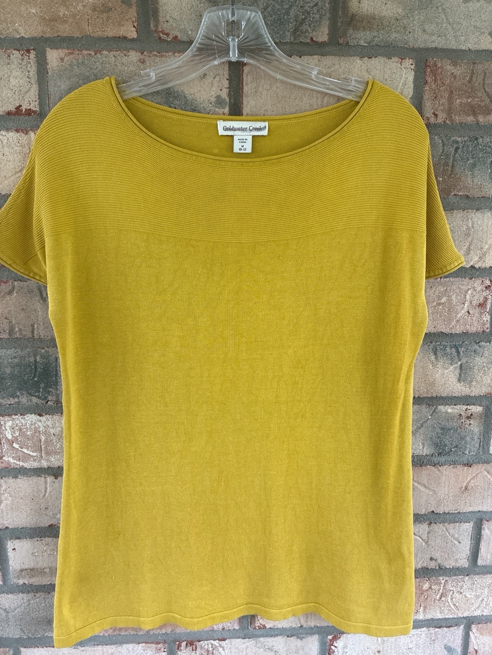 Coldwater Creek Women’s Yellow Knit Top Size M 10-12 Short Sleeve Casual
